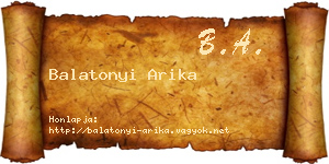 Balatonyi Arika névjegykártya